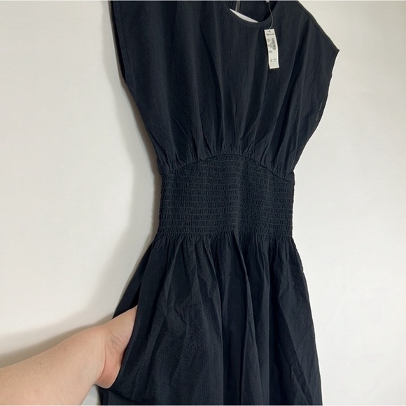 Madewell Black Midi Dress with Smocked Waist - Picture 12 of 13